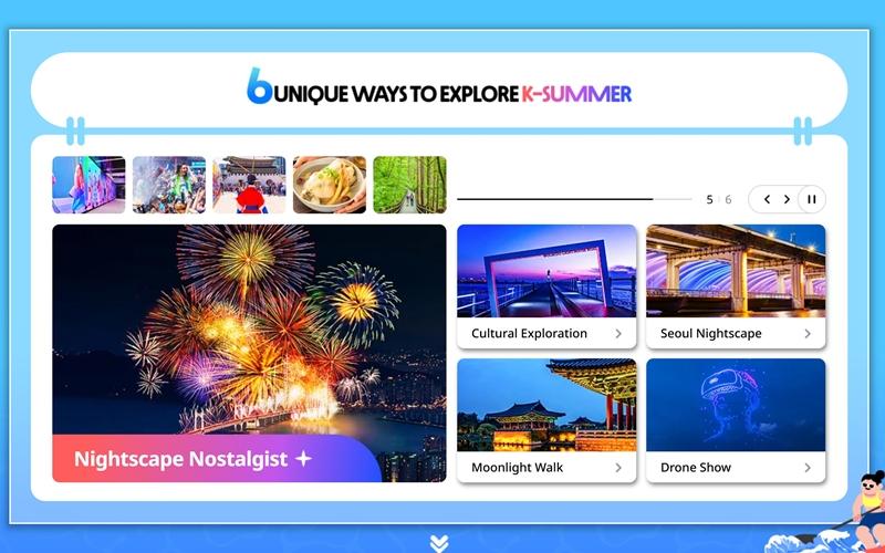 Captura de pantalla del portal 'Visit Korea', la plataforma integrada de turismo nacional, que muestra destinos recomendados para quienes disfrutan de los paisajes nocturnos. | Organización de Turismo de Corea