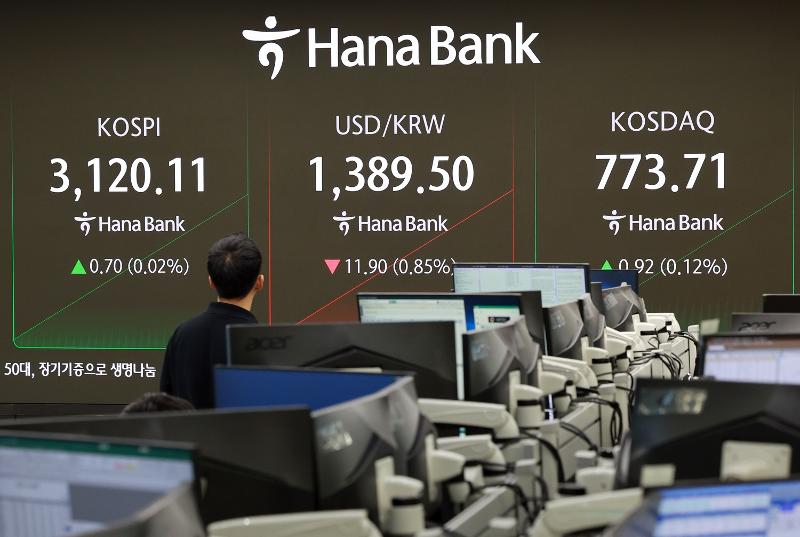 Se muestra la sala de operaciones de la sede del banco Hana, el 4 de agosto, en el distrito Jung-gu de Seúl. | Agencia de Noticias Yonhap