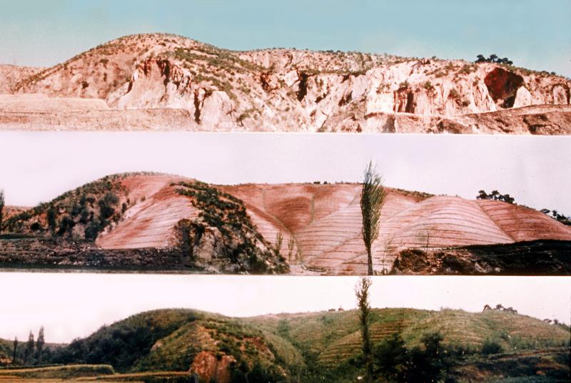 La foto muestra el proceso de restauración forestal en el área de la bahía de Yeongilman, en la ciudad de Pohang (1973-1977). Estos registros se encuentran consolidados en los 'Archivos de la Reforestación de Corea', los cuales han sido reconocidos como Patrimonio de la Humanidad por la Unesco. 