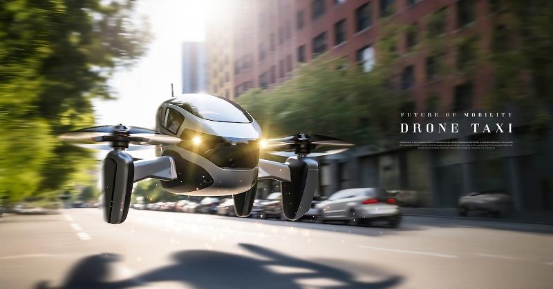 La imagen muestra una representaci&oacute;n de un taxi dron creada con inteligencia artificial. | iclickart (La reproducci&oacute;n o redistribuci&oacute;n no autorizada de esta imagen est&aacute; prohibida de acuerdo con las leyes de derechos de autor).