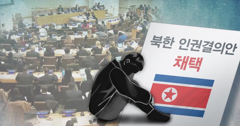 La foto muestra una ilustración de la postura de la República de Corea en contra de la violación de los derechos humanos en Corea del Norte. | Agencia de Noticias Yonhap