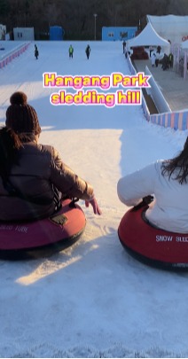 Urban sledding on Seoul hills 🛷❄️☃️